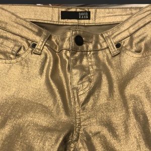 David Kahn Mickayla Gold Lam’e Jeans Skinny Low